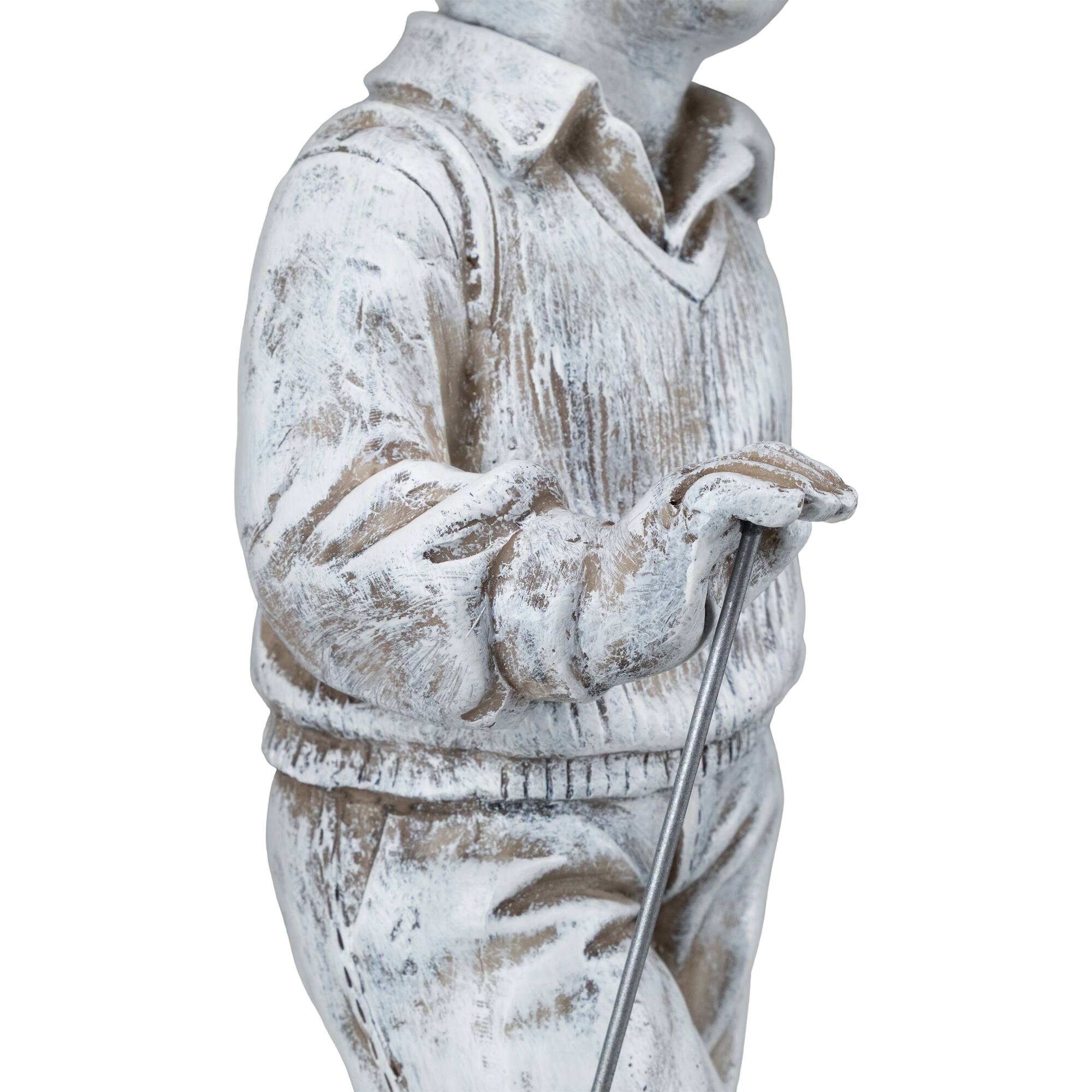Golfer Boy with Clubs Outdoor Garden Statue - 17"
